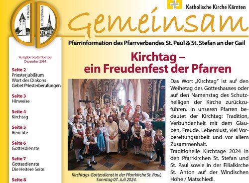 Pfarrblatt Sept. 2024 – Seite 01. Bild: Pfarrverband.