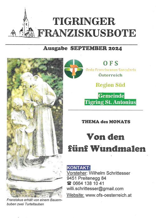 Cover Franzikusbote September 2024<br />
Christine Walder