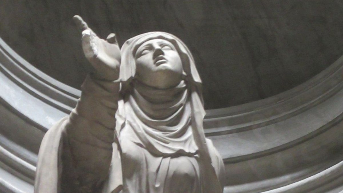 Statue der Hl. Birgitta in der Kirche San Paolo fuori le Mura in Rom (Joachim Schäfer - <a href="https://www.heiligenlexikon.de">Ökumenisches Heiligenlexikon</a>)
